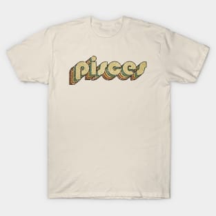 Pisces // Vintage Rainbow Typography Style // 70s T-Shirt